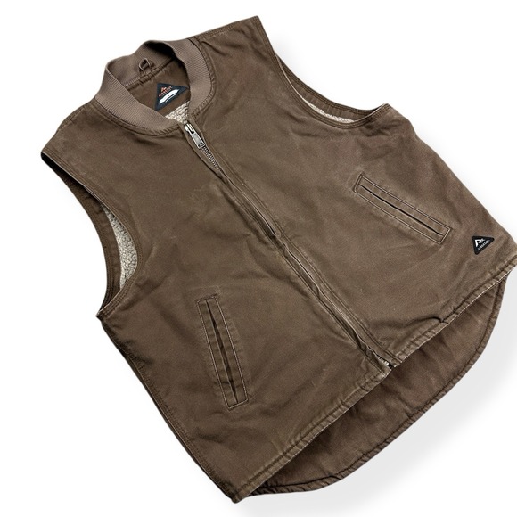 Ridgecut Toughwear Men's Hunting Vest Sherpa Lined Canvas Duck Brown Size Large - Picture 2 of 14